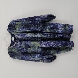 CAbi Woodstock Top #5714 Blue Green Unique Tie Dye Size M